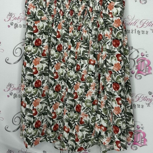 Abercrombie and fitch dress milkmaid flowers orange green Floral Print Dress - Picture 8 of 9
